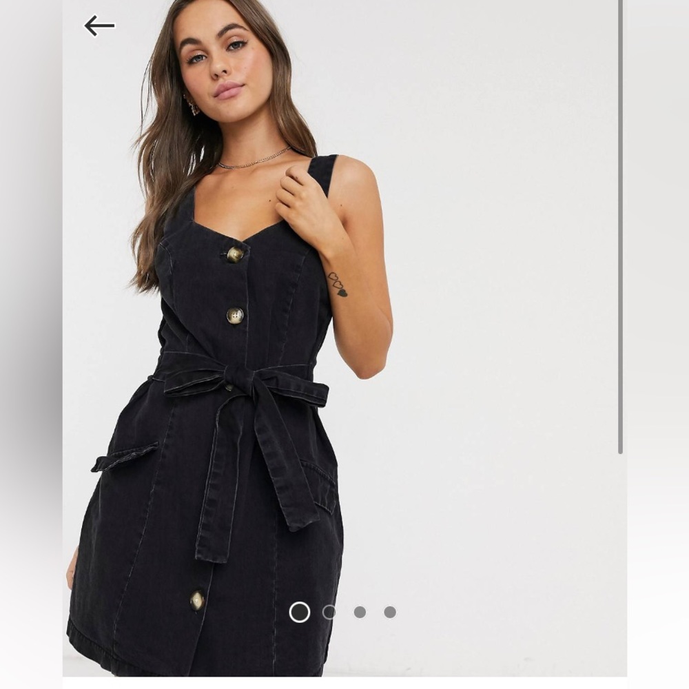 ASOS denim button pinafore mini dress